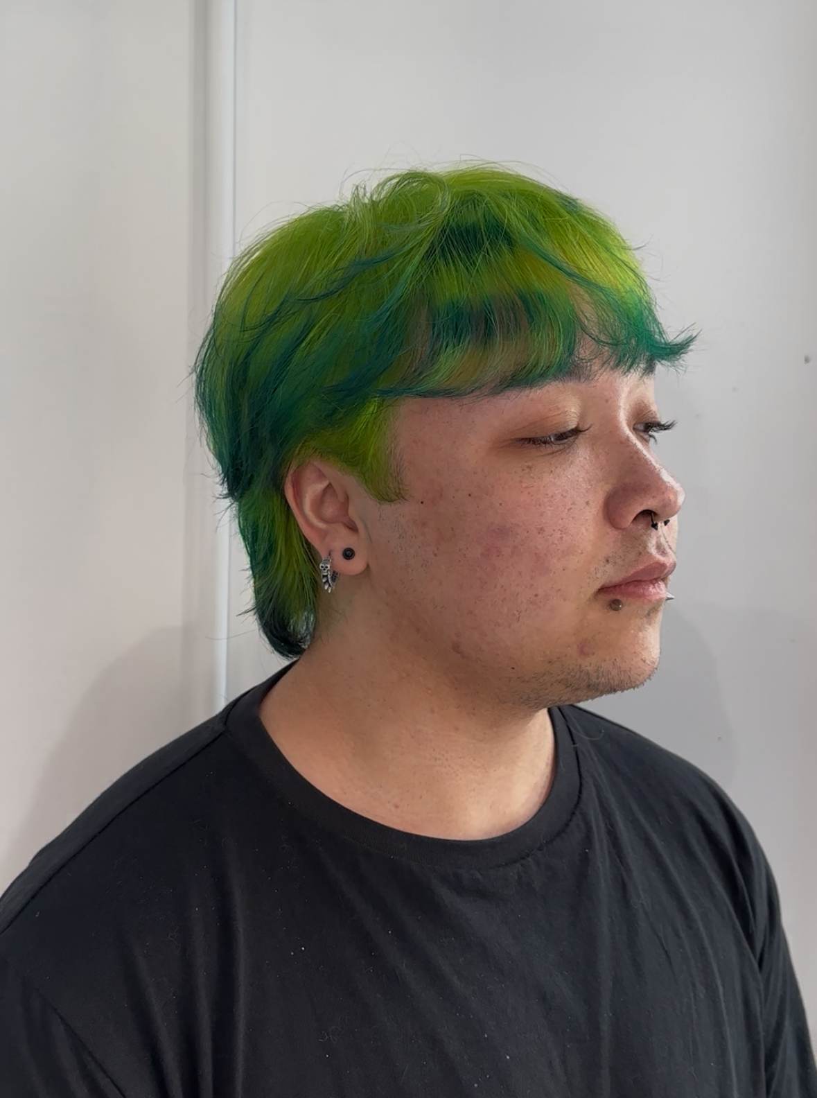 A client at with Green hair done professionally at Assort Melbourne