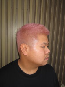Mens Pastel Pink hair done at Assort Melbourne 