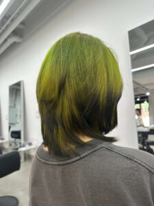 Rear view of a sleek, straight blowout at Assort Melbourne, demonstrating the precision and symmetry of a custom light-to-dark gradient tip application.