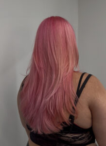 A Long haired Pastel Pink with layers done at Assort Melbourne 
