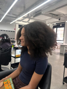 High-volume 4C natural hair texture before a Japanese Straightening treatment.